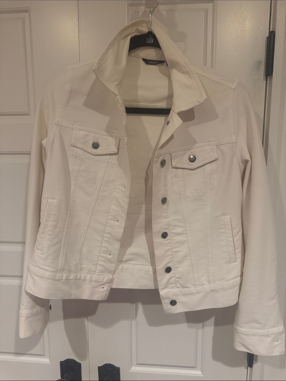 Cream Button-Front Jean Jacket